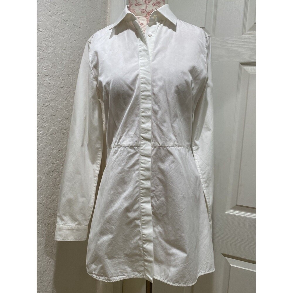Max Mara Button Down Shirt Dress US 12 / IT 46 White Cotton Office Quiet Luxury